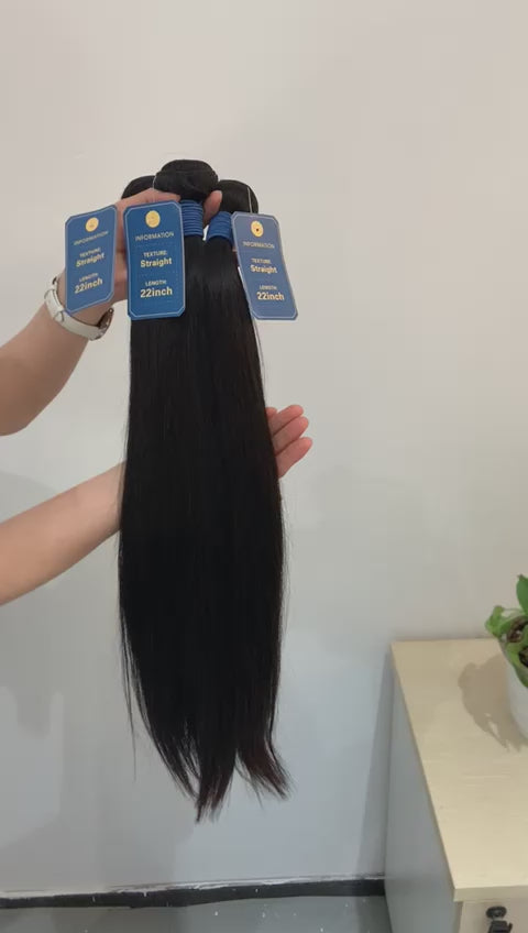 Straight 1B Black Raw Human Hair Bundles